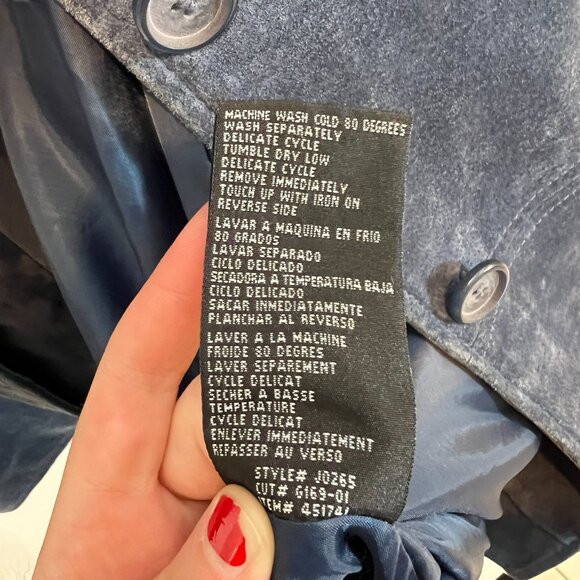 ISZ Leathers Blue Suede Long Button Down Jacket Size Medium - Picture 6 of 7